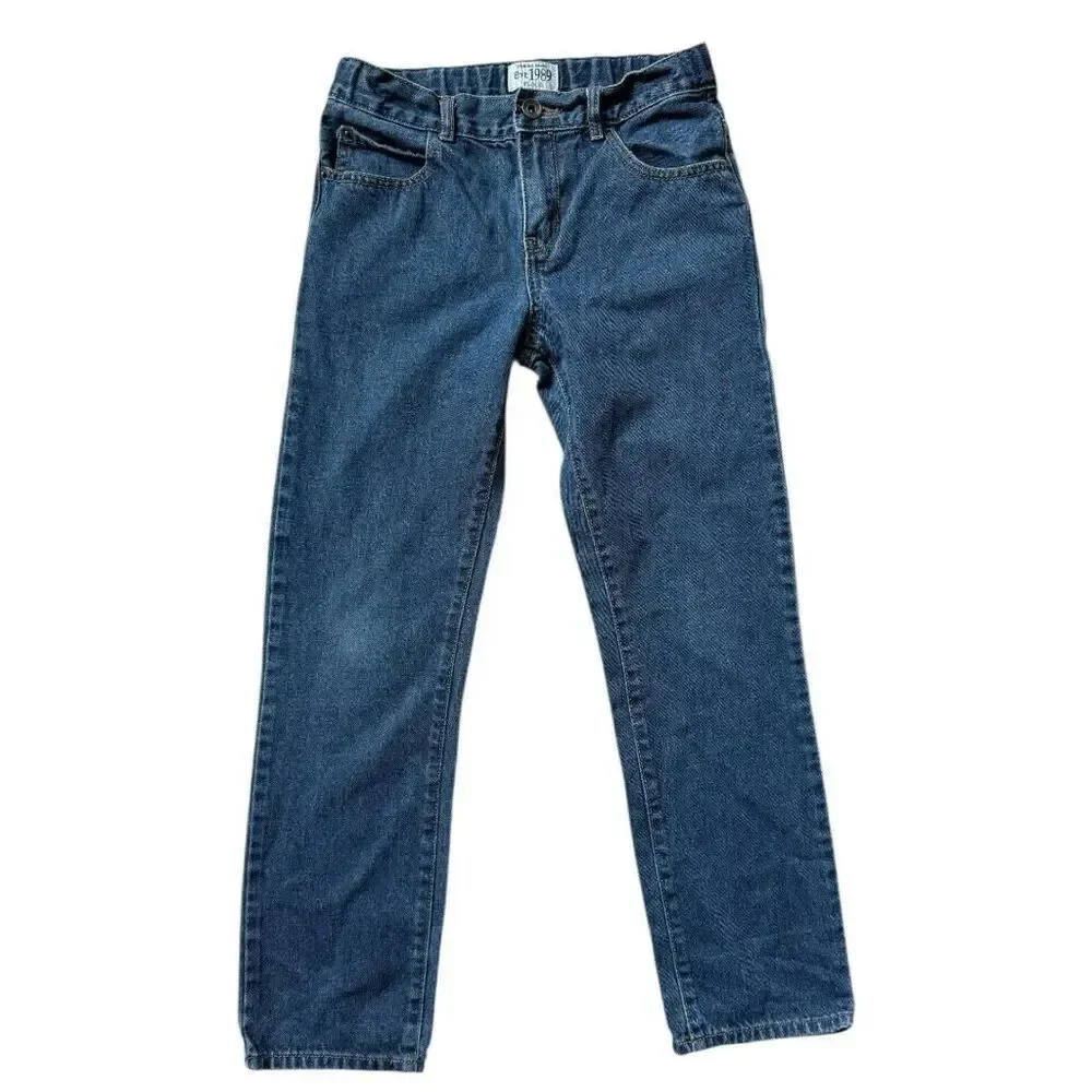 Youth Boys The Childrens Place Dark Rinse Adjustable Tab Skinny Jeans - Sz 10